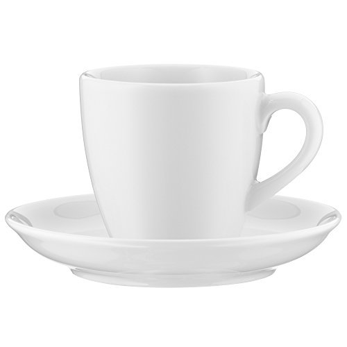 WMF Various Taza y Plato para café Espresso, Acero Inoxidable, Blanco