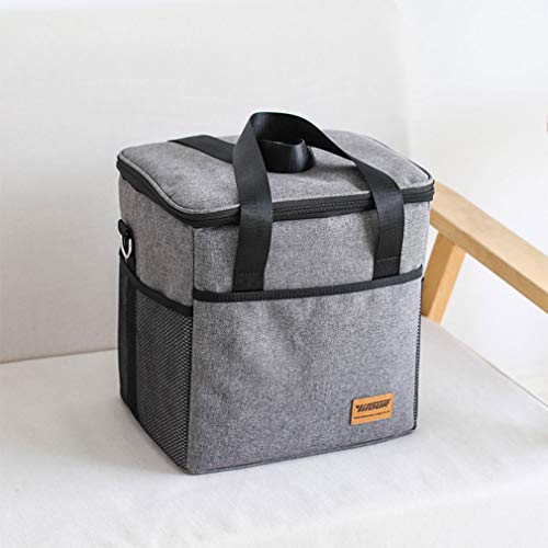 WMNRNYD Bolsa de Almuerzo Aislante Reutilizable, Bolsa de refrigerador Plegable Bolsillos de Almacenamiento Caja de Almuerzo, para Trabajo de Oficina Picnic Senderismo Playa Camping Viajes,18 L