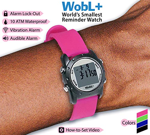 WobL + (Rosa) Reloj Recordatorio Vibrante A Prueba De Agua