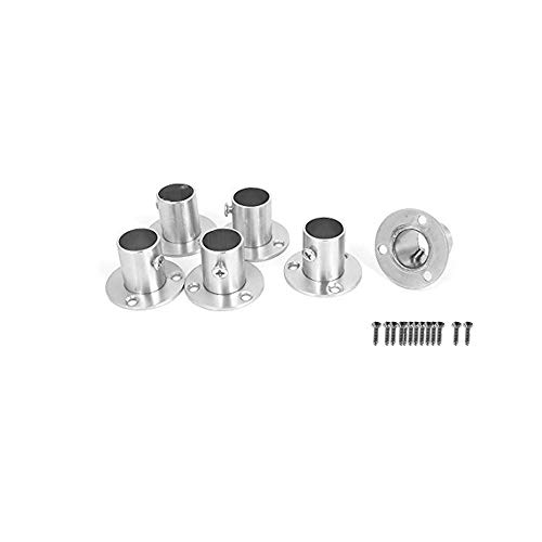 Wohlstand 6 piezas Ajustable Armario Rail Rod poste Socket End soporte de apoyo Brida, acero inoxidable,Plata-19mm