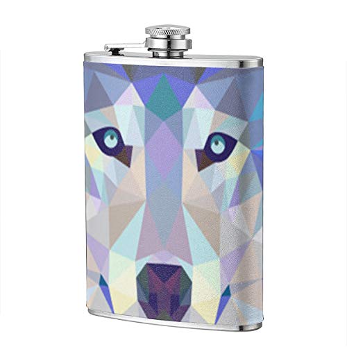 Wolf Animals Lover Funny Logo 8OZ Frasco de cadera de acero inoxidable, contenedor de bolsillo para beber licor ron