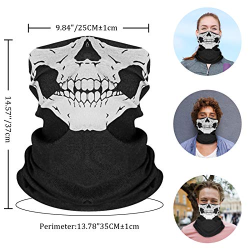 WolinTek 6 Piezas Pasamontañas de Calavera Braga de Cuello Mascara Moto para Invierno Respirable Máscara de Tubo Máscara Facial de la Motocicleta,Cabeza de Halloween