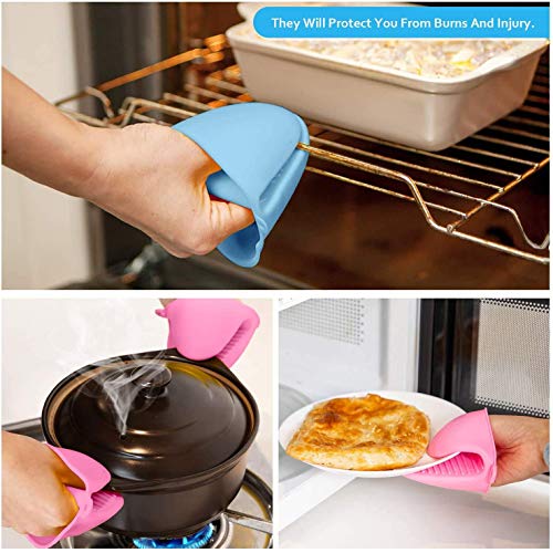 WolinTek Mini Guantes de Silicona para Horno,4 Piezas Guante de Cocina de Silicona,tomaollas agarradores de Cocina,Resistentes al Calor Clip de Mano Antideslizante