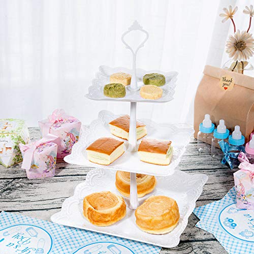 Wolintek Soporte para Tartas de 2/3 Pisos, Bandeja de Tartas, Plato de Frutos Secos Plaza Apilada Fiesta Cupcake y Torre de Postre (B)