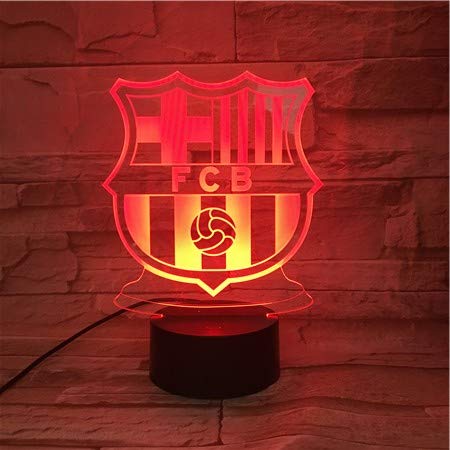 WoloShop Lampara LED FC Barcelona Cambia Color USB Luz Nocturna