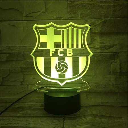 WoloShop Lampara LED FC Barcelona Cambia Color USB Luz Nocturna