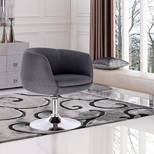 WOLTU 1x Taburete de Bar Altura Ajustable Acero Cromado, Asiento de Lino Taburete bajo Sillas Bar Taburete Peluquería Silla de Escritorio Gris Oscuro BH70dgr