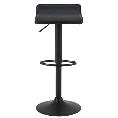 WOLTU 2X Taburete de Bar Acero Cromado Piel Sintética Sillas Alta Taburete Cocina Silla de Comedor, Paquete de 2 Unidades Negro