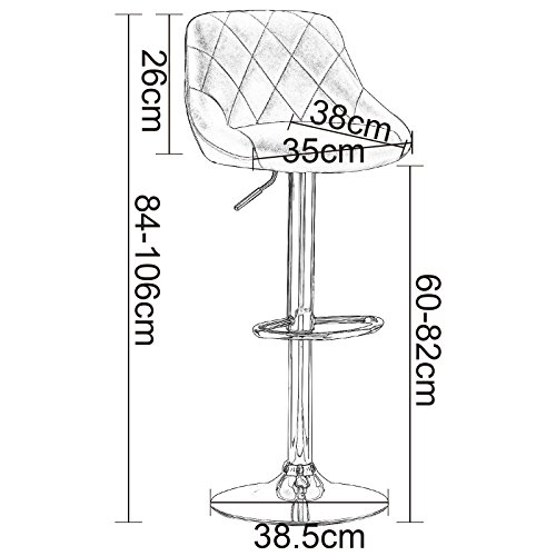 WOLTU 2X Taburete de Bar con Respaldo Cuero Sintético Taburetes Alto Cocina Regulable en Altura Taburete Giratorio Sillas Bar Taburete de Escritorio Crema BH23cm-2