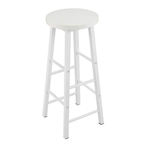 WOLTU 2X Taburete de Bar Muebles Cocina Silla de Comedor Taburete Alto para Salon Cocina Estructura de Metal, MDF Blanco BH130ws-2