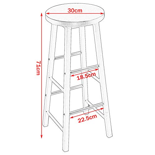 WOLTU 2X Taburete de Bar Muebles Cocina Silla de Comedor Taburete Alto para Salon Cocina Estructura de Metal, MDF Blanco BH130ws-2