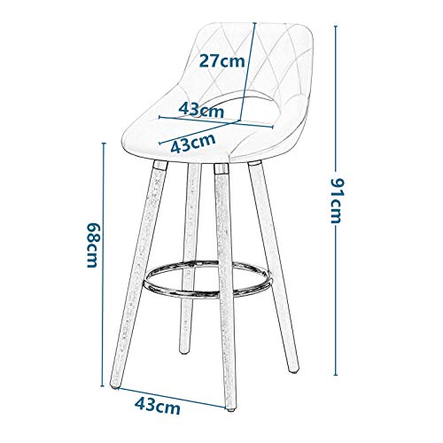 WOLTU 2X Taburetes de Bar con Respaldo Sillas de Cocina Juego de 2 Taburetes Altos Cocina Marco de Madera Maciza Lino Silla de Diseño Madera Gris Oscuro BH111dgr-2