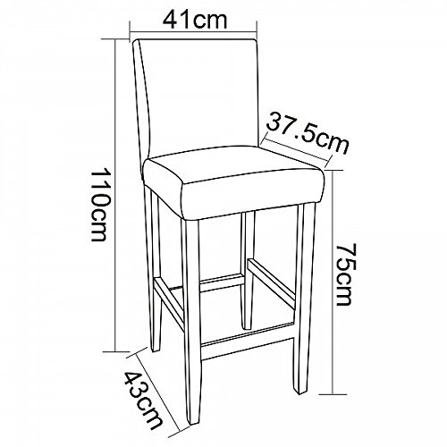 WOLTU 2xTaburete de Bar Silla con Respaldo Madera Maciza Piel sintética Taburete Alto Asiento Acolchado Grueso Negro BH21sz-2