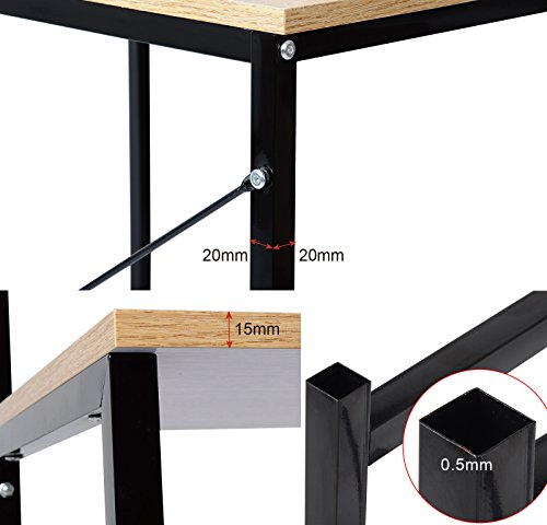 WOLTU Escritorio de Computadora Esquinero Muebles de Oficina Mesa de PC Mesa de Oficina Ordenador con Diseño Industrial, Madera y Acero con 2 Estante 120x74x71,5cm Roble/Negro TSB06hei