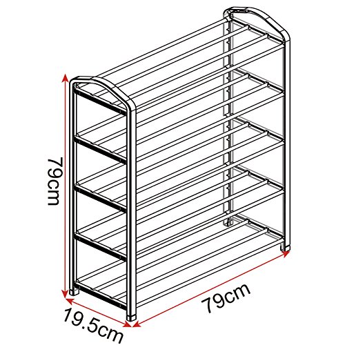 WOLTU Estante de Zapatero 5 Capas para 20 Pares de Zapatos Estantes de Soporte 79x19.5x79cm Gris SR0023sb5