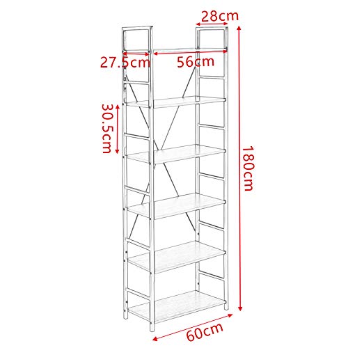 WOLTU Estantería con 6 Escalera Soporte de la Planta Estante de Almacenamianto de Madera de AceroRoble Claro+ Negro 60x28x180cm RGB9307hei