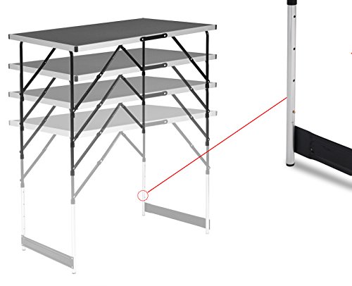 WOLTU Mesa de Camping Mesa Plegable Mesa de Jardín Mesa de Trabajo Mesa de Balcón Altura Regulable Aluminio Acero MDF Negro CPT8121sz