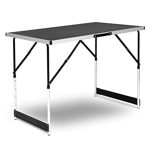 WOLTU Mesa de Camping Mesa Plegable Mesa de Jardín Mesa de Trabajo Mesa de Balcón Altura Regulable Aluminio Acero MDF Negro CPT8121sz