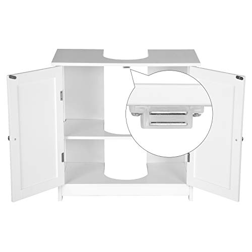 WOLTU Mueble para Debajo del Lavabo Madera, 2 Puertas para Cuarto de Baño 60x60x30cm, Blanco BZS02ws