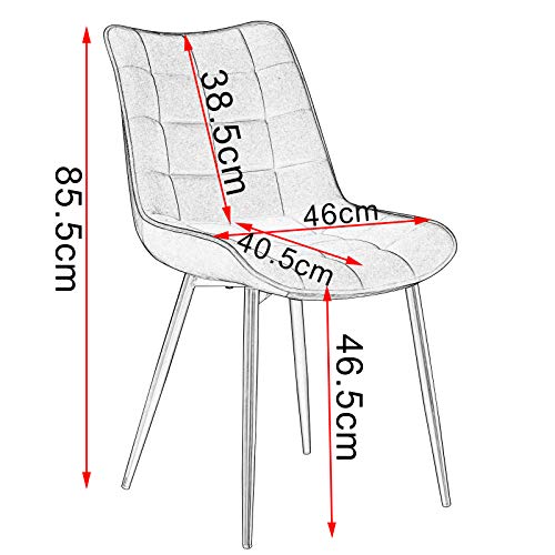 WOLTU Pack de 6 Sillas de Comedor Asiento de Terciopelo Silla Diseño Silla Tapizada Estructura Metálica Sillón con Respaldo Silla de Cocina Verde Oscuro