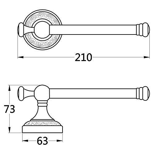 WOMAO Accesorios de baño Antiguos Conjuntos 4 Piezas Robe Gancho Toalla Anillo Toalla Barra Papel higiénico Soporte, Todo en construcción de latón Montado en la Pared Estilo Retro con Tallas