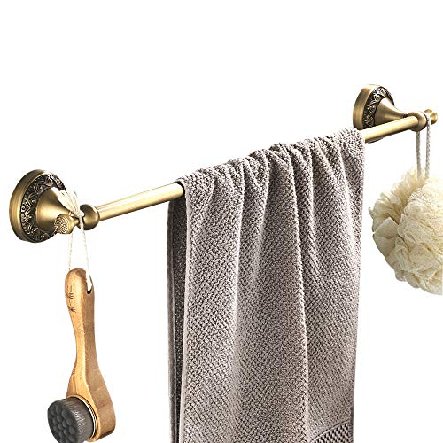 WOMAO Accesorios de baño Antiguos Conjuntos 4 Piezas Robe Gancho Toalla Anillo Toalla Barra Papel higiénico Soporte, Todo en construcción de latón Montado en la Pared Estilo Retro con Tallas