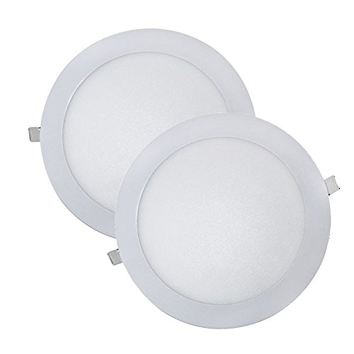 Wonderlamp W-E000045 - Juego 2 Downlight LED Extraplano Redondo, Iluminacion 18W (1480 lm), 6000K (Luz Fr?a), Blanco, Diametro de 22.5 cm, Grosor 1 cm