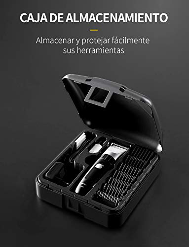 WONER Maquina Cortar Pelo Hombre 2 Velocidades Pantalla LED Recargable Inalámbrica Impermeable Profesional Cuchillas de Precisión Batería 2000mAh, Recortadora de Pelo Barba Negro