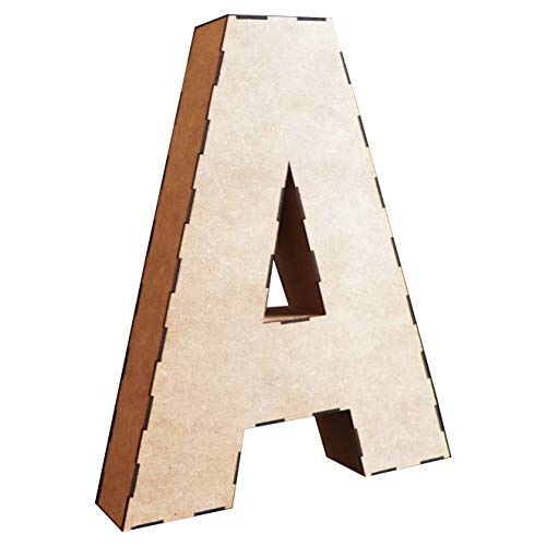 Wood Addicts Letras 3D de Madera de 58 cms. Kit a Montar. Abecedario Completo, para decoración Interior, Fiestas, Bodas, Aniversarios, bautizos, comuniones, etc. (D)