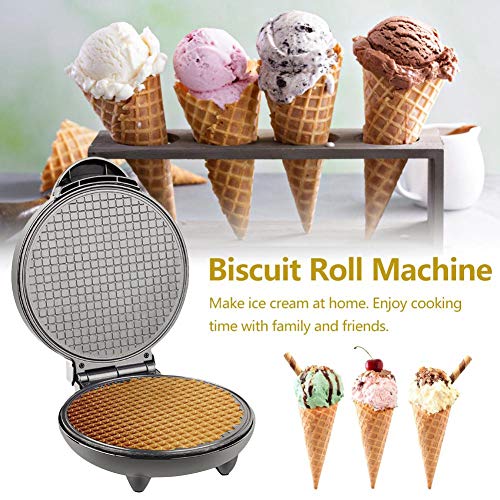 Wood.L Máquina para Hacer Cucurucho De Helado Profesional Gofrera De Rollo De Huevo Máquina De Barquillo Waffle Maker Eléctrica Antiadherente De Acero Inoxidable con Control De Temperatura