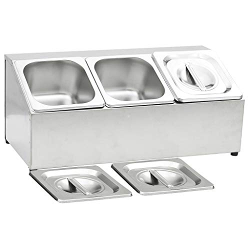 WooDlan Soporte Bandeja Gastronorm con 3 Bandejas 1/6 Acero Inoxidable 49,7 x 22,5 x 21,5 cm