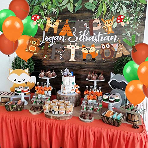 Woodland Decoraciones para fiestas Woodland Creatures Happy Birthday Banner Cake Toppers Animal Foil Globos para cumpleaños Baby Show Party Supplies