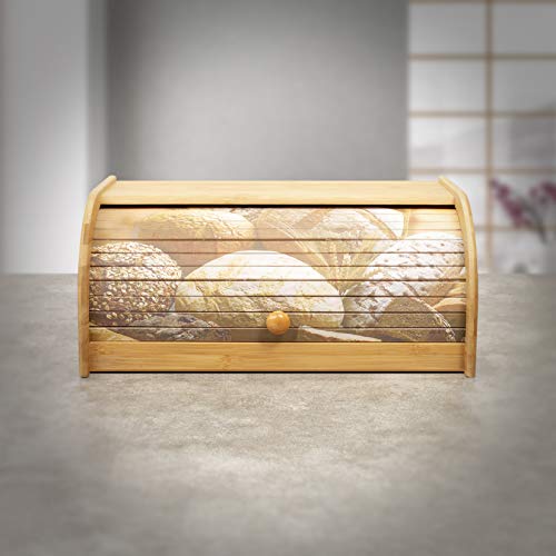 Woodluv - Panera de bambú natural para cocina, 40 x 25,5 x 17,5 cm