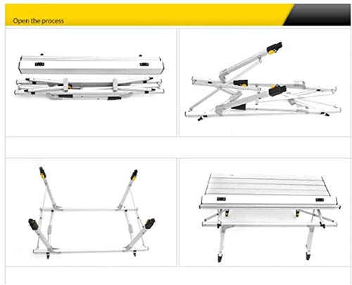 Woodtree Silla de Playa Plegable Tabla de aleación de Aluminio elevable Conjunto de Mesa y Ultraligera de Mesa de Picnic Camping Barbacoa Portátil