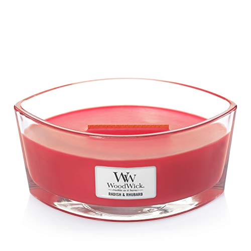 WoodWick - Vela aromática (aroma a parafina, cristal de horario grande), Radish and Rhubarb