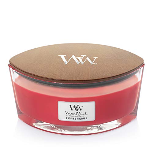 WoodWick - Vela aromática (aroma a parafina, cristal de horario grande), Radish and Rhubarb