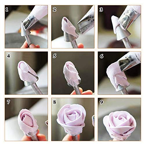 Woohome 12 Pz Nails Cake Flower, Pastel de Uñas de Flores Decoracion, Tijeras de Flores de Plástico y Soporte de Madera, Dispensadores de Pastel de Glaseado para pasteles, decoración de bizcochos