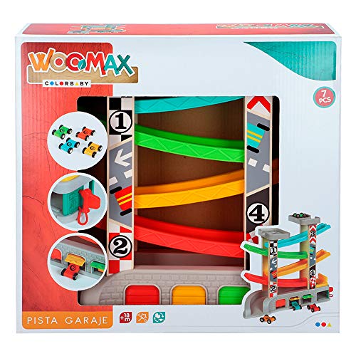 WOOMAX- Circuito pista con garaje y coches (Colorbaby 46257)