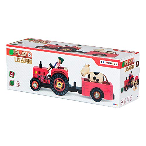 WOOMAX- Tractor de madera 33 cm (Colorbaby 43621) , color/modelo surtido