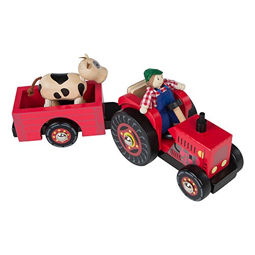 WOOMAX- Tractor de madera 33 cm (Colorbaby 43621) , color/modelo surtido