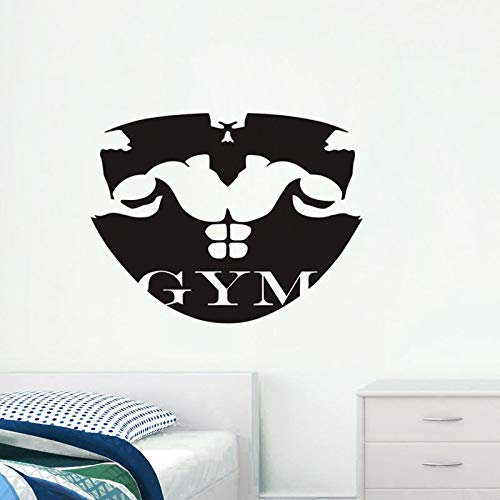 wopiaol Muscle Man Silhouette Wall Sticker Quotes Gym Vinyl Art Decal Fitness Boy Room Decor Extraíble Tatuajes de Pared para Gimnasio Dormitorio Z