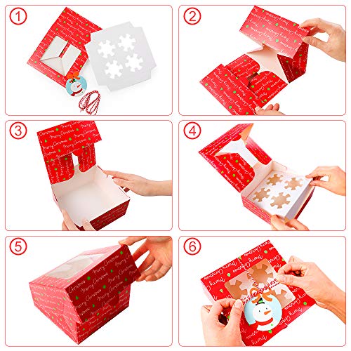 wordmo 12 piezas Cajas de galletas de Navidad Cajas de regalo Cajas de magdalenas Cajas de dulces de panadería de chocolate para vacaciones Fiesta de cumpleaños de Navidad de Acción de Gracia