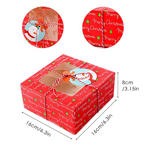 wordmo 12 piezas Cajas de galletas de Navidad Cajas de regalo Cajas de magdalenas Cajas de dulces de panadería de chocolate para vacaciones Fiesta de cumpleaños de Navidad de Acción de Gracia