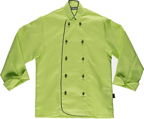 Work Team Chaqueta Cocina Unisex con Botones de Seguridad y Vivos a Contraste. Hombre Verde Lima L