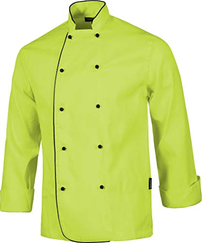 Work Team Chaqueta Cocina Unisex con Botones de Seguridad y Vivos a Contraste. Hombre Verde Lima XXL