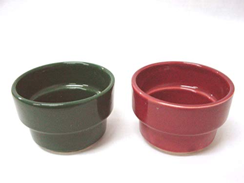 WORKING HOUSE (Menaje / Fondues - Grill) Conjunto 2 Cuencos Bowl Bol Ceramica Salsa Fondue Redondo 170ML Verde + Rojo