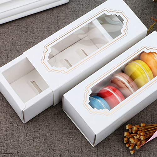 WOVELOT 10 Piezas Caja de Macarons Caja de Embalaje de Regalo de Papel Kraft de Bronceado Blanco Cajas de Pastel de Bodas de Cumplea？Os para Ni？Os para Invitados Dulces