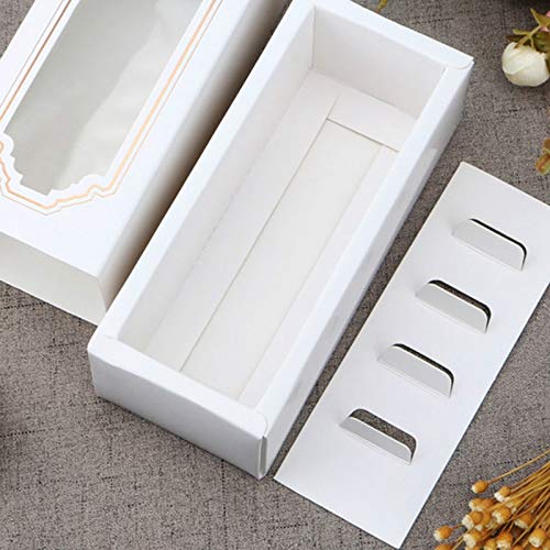 WOVELOT 10 Piezas Caja de Macarons Caja de Embalaje de Regalo de Papel Kraft de Bronceado Blanco Cajas de Pastel de Bodas de Cumplea？Os para Ni？Os para Invitados Dulces