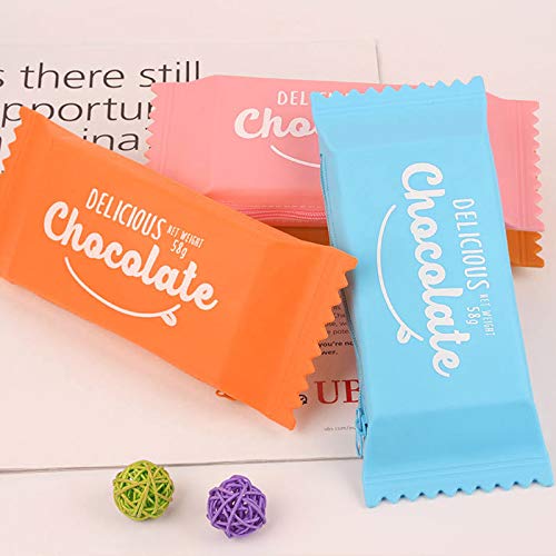 WOVELOT Kawaii Estuches de LáPices Silicona Chocolate Candy Lindos Bolsos de LáPices para úTiles Escolares y de Oficina Azul