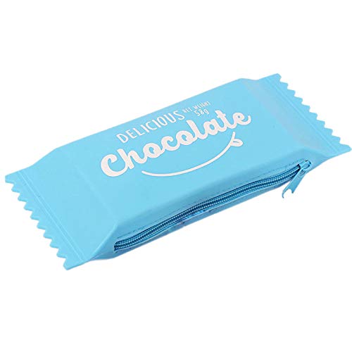 WOVELOT Kawaii Estuches de LáPices Silicona Chocolate Candy Lindos Bolsos de LáPices para úTiles Escolares y de Oficina Azul